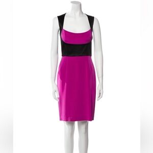 Jay Godfrey Black Purple Silk Sheath Cocktail Dress